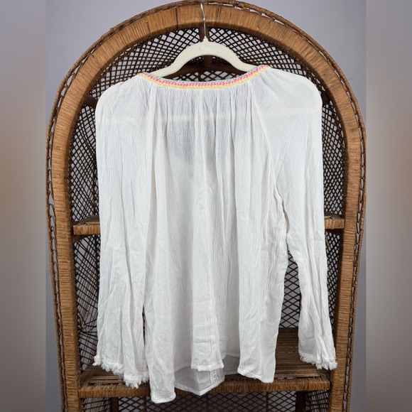 Lovestitch Boho Festival Peasant Top Tassel Tie Neck Long Sleeve Gauze Size L - Picture 3 of 6